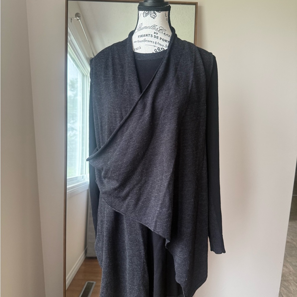 All Saints Charcoal Draped Sweater Poncho